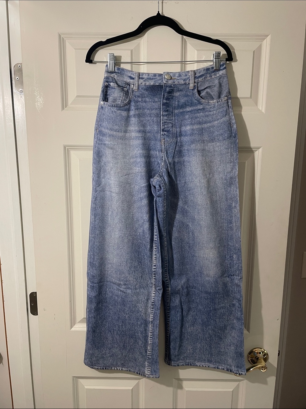 Line High-Rise Wide Leg Denim Jeans in Light Blue(14)